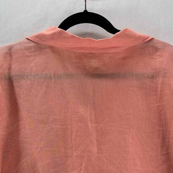 Bryn Walker Linen 3/4 Sleeves Topper Jacket Womens L Oversized Lagenlook Orange - Picture 6 of 11